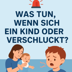 Kind verschluckt sich Erste Hilfe – Illustration mit Baby und Kleinkind